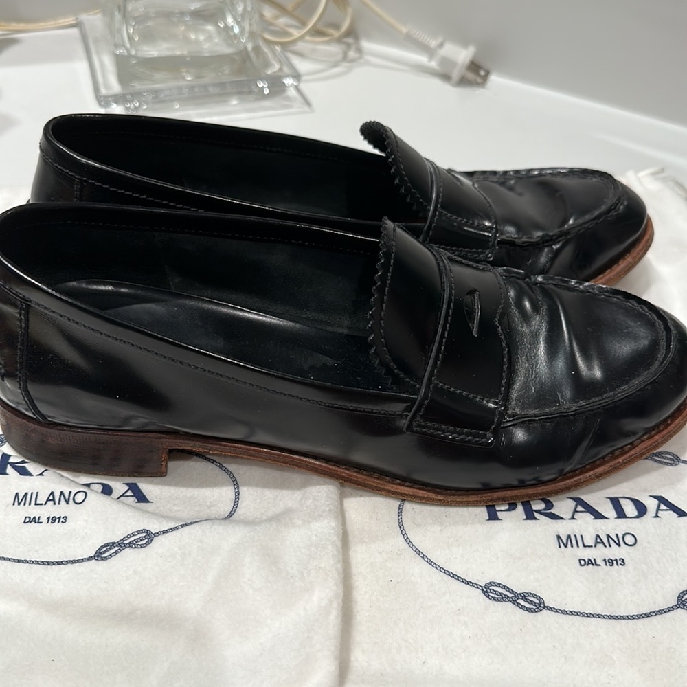 Prada Black Leather Loafers - Picture 2 of 7